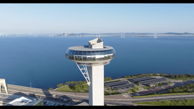 Modern observation tower by the sea