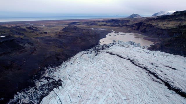 Vast glacier stretching across a mountain