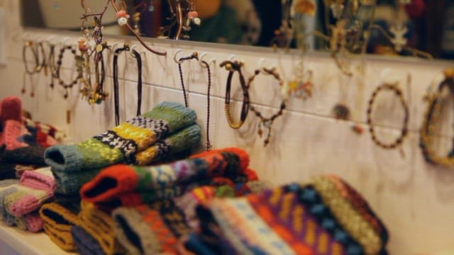 Cozy Handmade Accessories in a Boutique