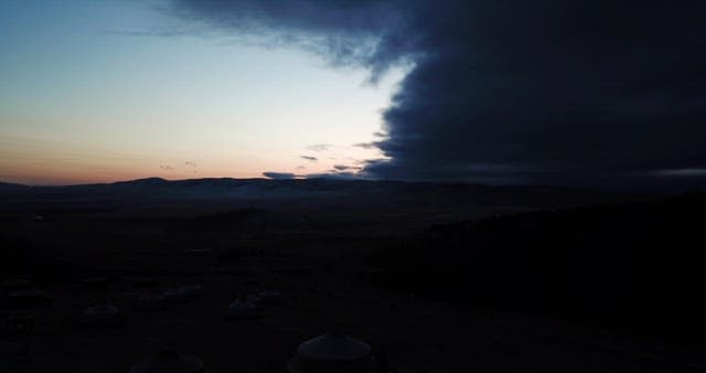 Dawn over a mountainous landscape