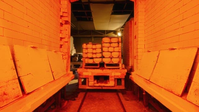 Glowing Pottery in a High-Temperature Kiln