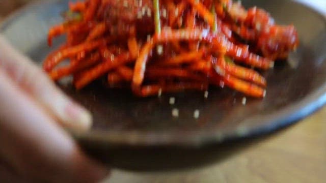 Sweet and sour marinated skate on a plate