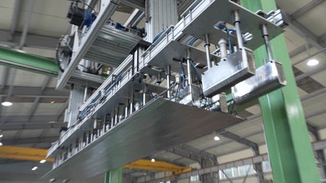 Large machinery operating in a factory