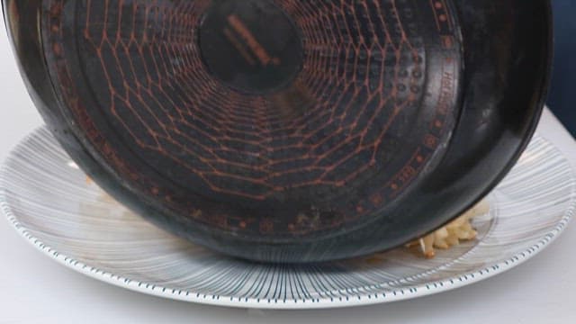 Plating Potato Pancakes Topped with Cheese and Pepperoni