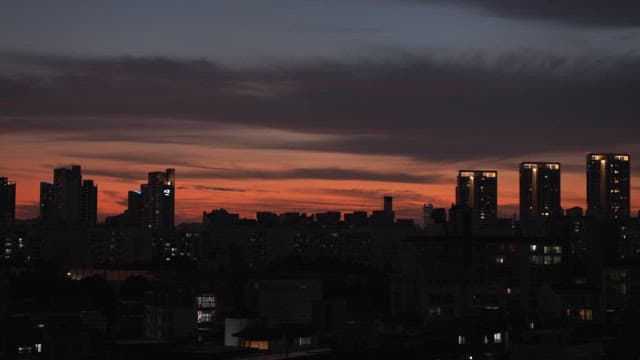 City Skyline at Dusk with Colorful Sky