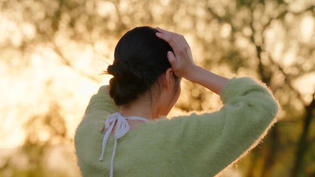 Woman arguing in the park