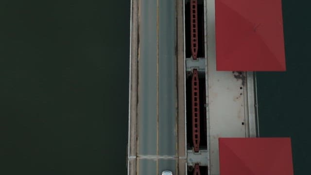 Car driving on a coastal road surrounded by greenery and the sea