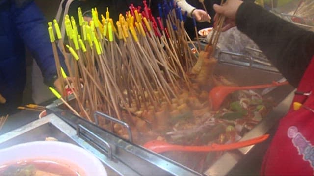 Skewered fish cake served