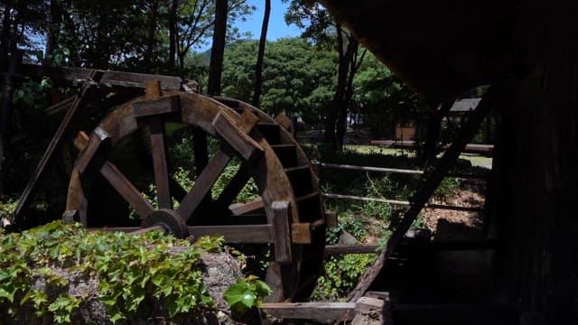 Old Water Wheel in a Serene Park