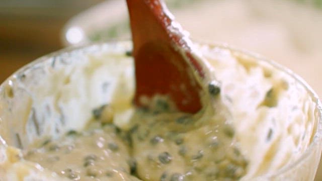 Preparing Batters with Caviar in Kitchen