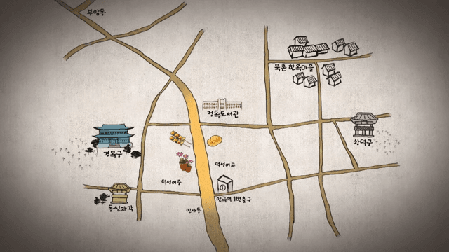 Illustrated Map of a Traditional Korean Village