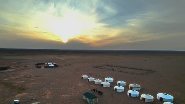 Sunset over a remote nomadic settlement