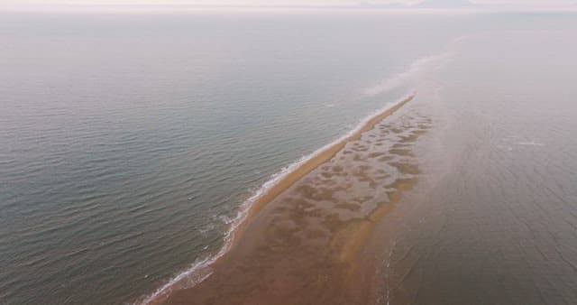 Sandbank Exposed in the Middle of the Sea