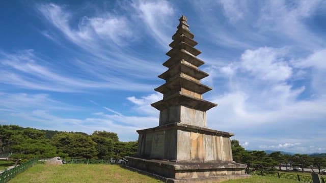 Ancient Stone Pagoda in a Serene Park