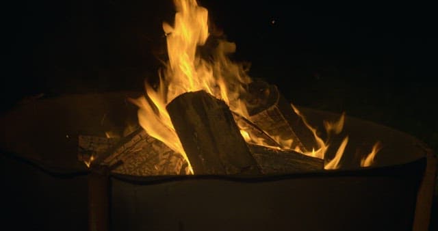 Firewood Flames Rising Fiercely in the Brazier