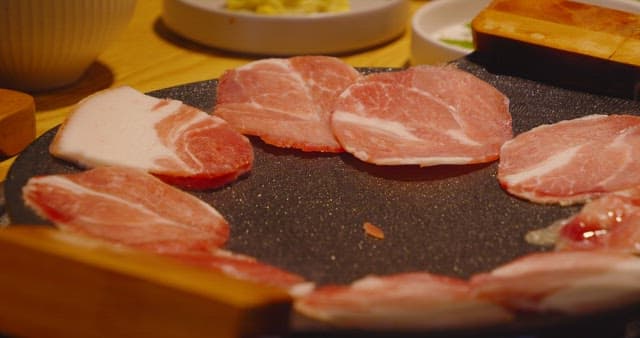 Pork and Cabbage Grilled on an Iron Plate