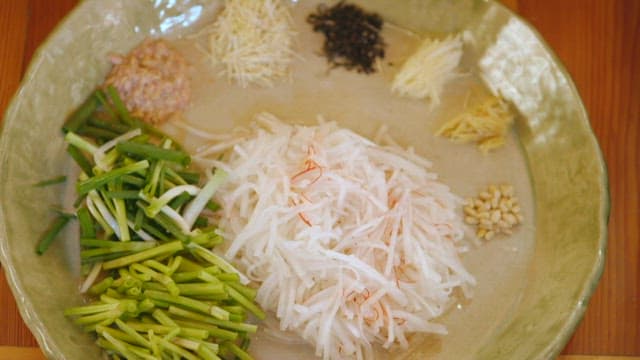 Ingredients neatly arranged for cooking Korean dish