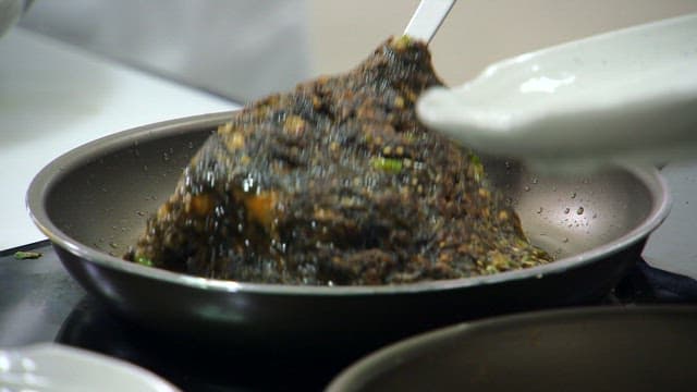 Appetizing laver pancakes served on a plate