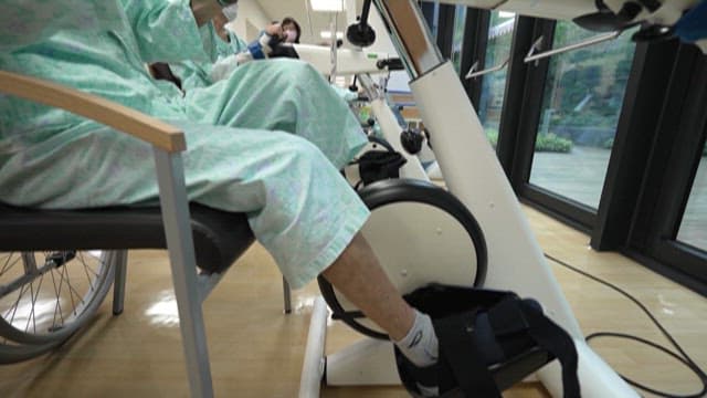 Patient Rehabilitating on Stationary Bike