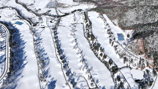 Snow-covered Landscape with Mountains and Trees