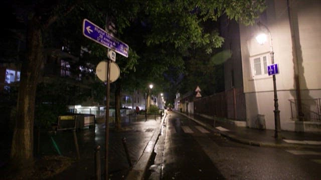 Rainy evening on a quiet city street