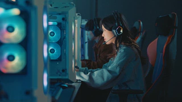 Gamers Engaged in an Intense Gaming Session