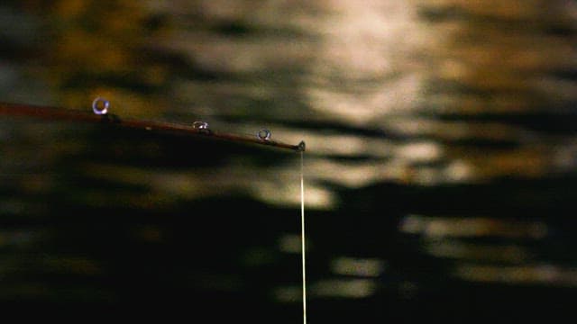Night fishing on the gently rolling water surface