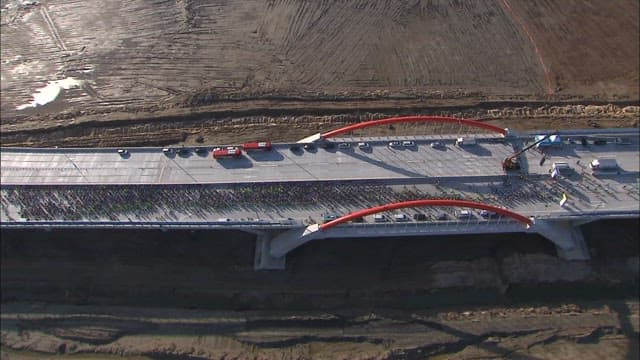 Aerial View of Bridge Construction Site