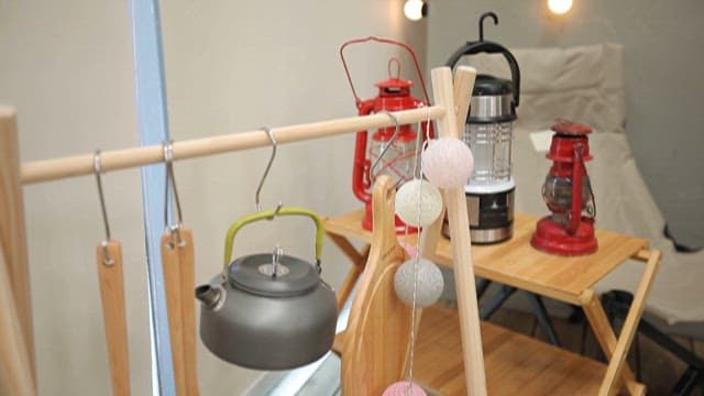 Potatoes and Camping Equipment Indoors