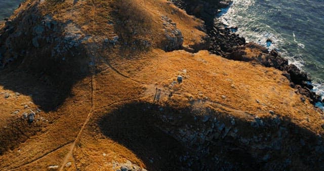 Hikers on Coastal Cliff Path