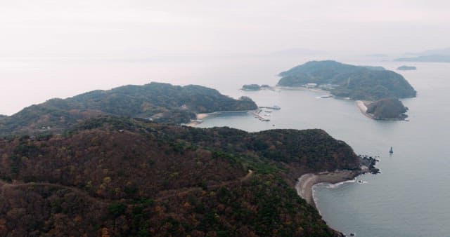 Panoramic View of an Island with a Secluded Coast