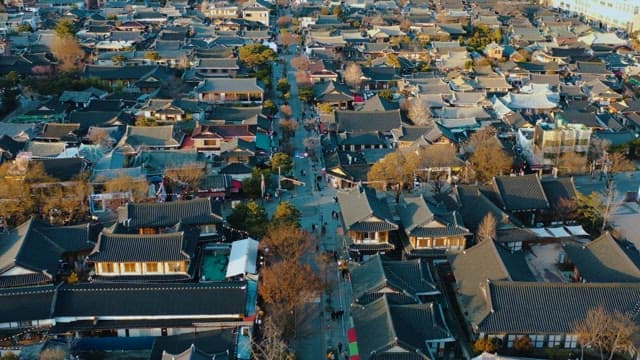 Panoramic view of traditional Hanok village