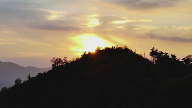 Sunset View Over a Mountain Ridge