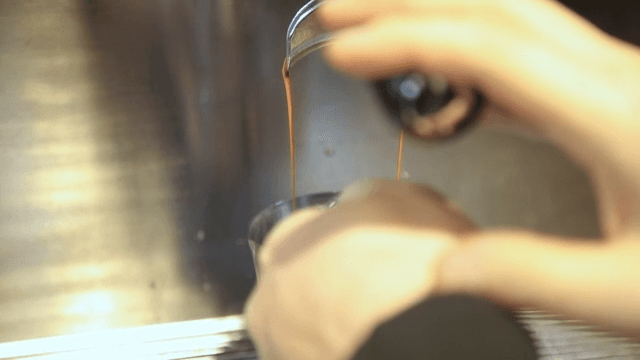 Close-up of Espresso Machine Preparing Coffee