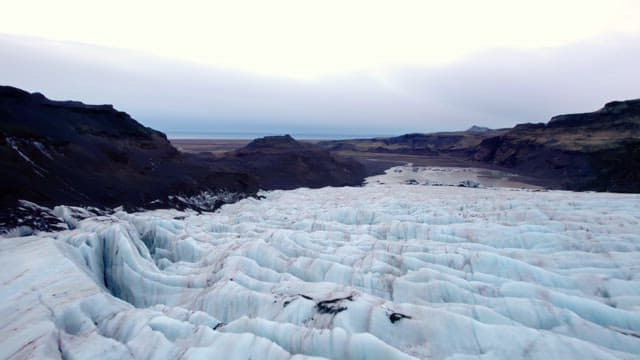 Vast glacier stretching across a mountain