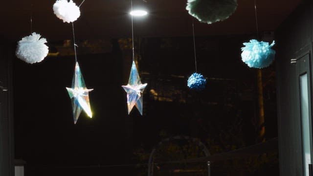 Hanging decorations under the porch roof