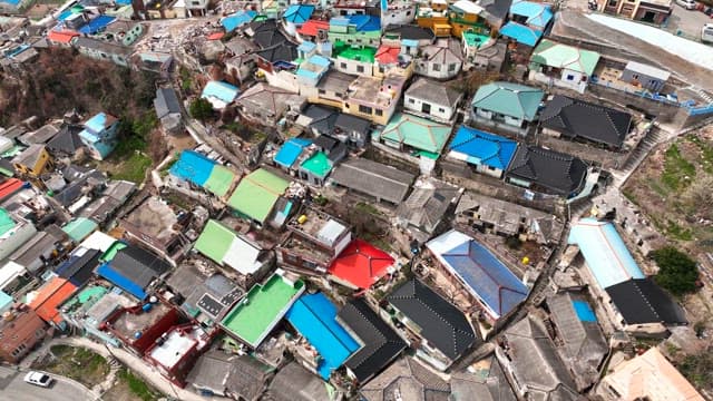 Colorful rooftops in a rural village