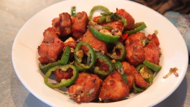 Close-up of Pork Dish on a Plate
