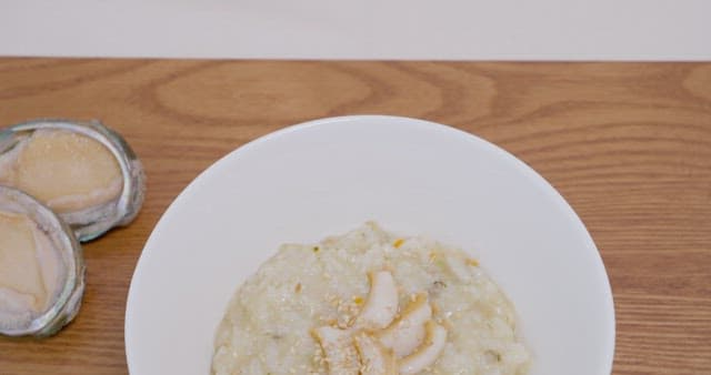 Abalone Porridge in a White Bowl