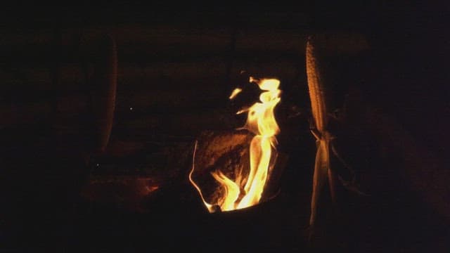 Corn roasting over an open flame