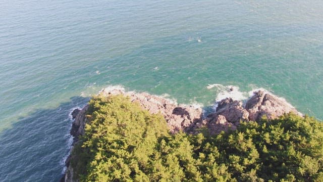 Rocky coastline with waves crashing