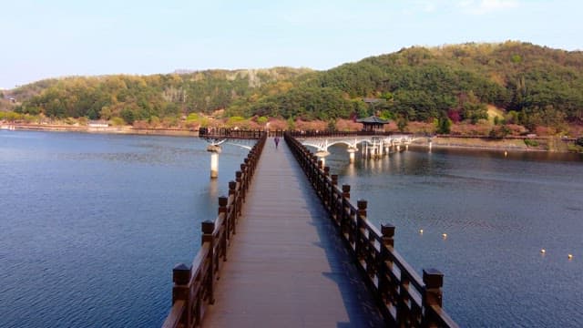 Scenic bridge over a tranquil river
