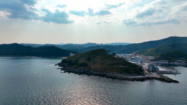 Coastal island with a lighthouse