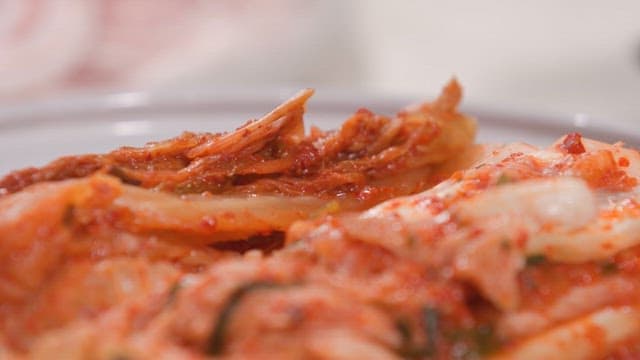 Freshly prepared kimchi on a plate