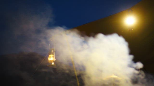 Camping lantern to light up the dark, smoky night