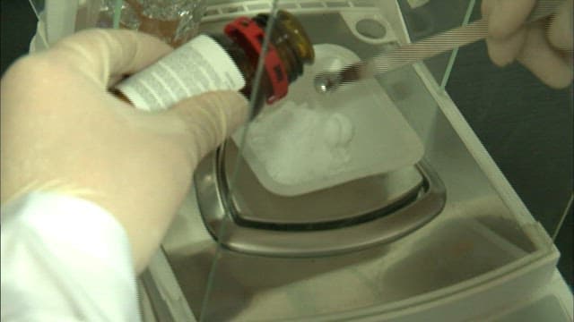 Observing White Powder Potassium Cyanide in a Lab Setting