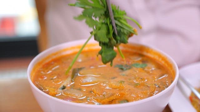 Appetizing Tom Yum Goong with Coriander