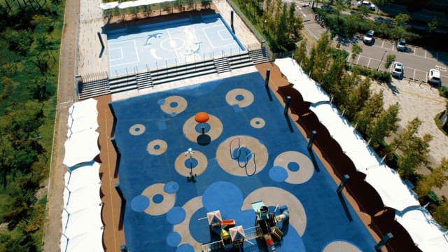 Colorful playground in the middle of the park