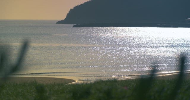 Coastal Scenery at Dusk with Sparkling Sunbeams