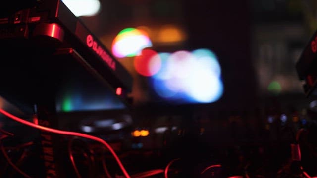 Filming Equipment Captures Colorful Lights Indoors